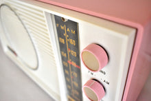 Load image into Gallery viewer, Tuscadero Pink White 1963 Olympic Model AFM-20 Vacuum Tube AM FM Radio Sounds Beautiful!