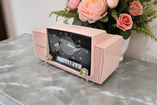 Load image into Gallery viewer, Princess Pink Mid Century 1959 General Electric Model C-416C Vacuum Tube AM Clock Radio Beauty Sounds Fantastic Excellent Condition!