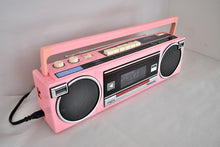 Load image into Gallery viewer, Madonna Pink 80s Panasonic Model RTX-FM15 AM FM Cassette Mini Boombox Radio! Sounds Great Excellent Condition! Rare Color!