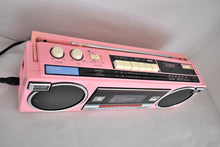 Load image into Gallery viewer, Madonna Pink 80s Panasonic Model RTX-FM15 AM FM Cassette Mini Boombox Radio! Sounds Great Excellent Condition! Rare Color!