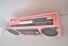 Load image into Gallery viewer, Madonna Pink 80s Panasonic Model RTX-FM15 AM FM Cassette Mini Boombox Radio! Sounds Great Excellent Condition! Rare Color!