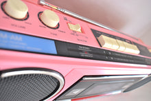 Load image into Gallery viewer, Madonna Pink 80s Panasonic Model RTX-FM15 AM FM Cassette Mini Boombox Radio! Sounds Great Excellent Condition! Rare Color!