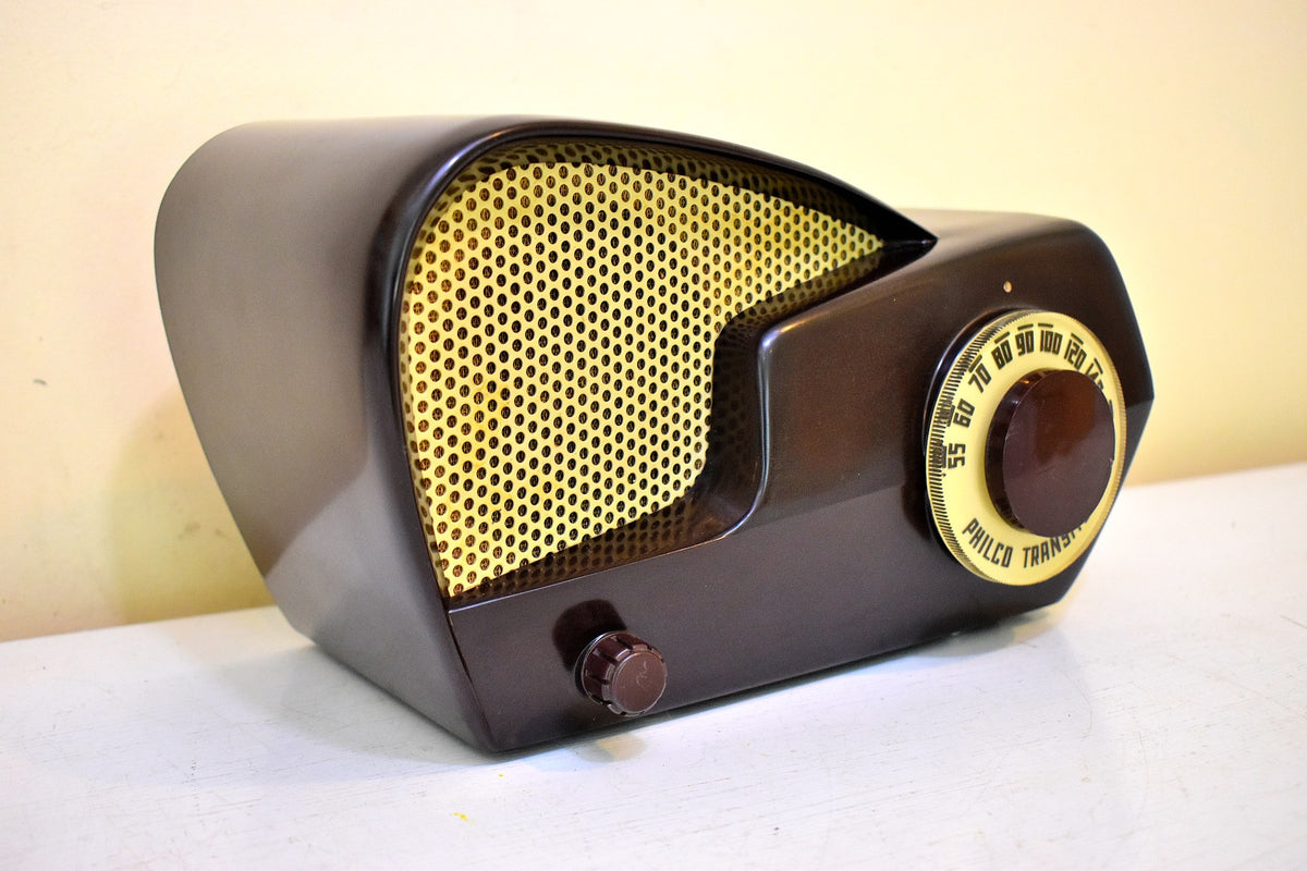Boomerang Brown Bakelite 1949 Philco Model 49-501 AM Vacuum Tube Radio ...