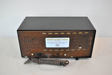 Load image into Gallery viewer, Black Orange 1955 Philco Model D737-124 AM Vacuum Tube Alarm Clock Radio Beautiful with Rare Working Clock Light!
