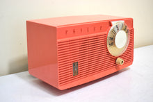 Load image into Gallery viewer, Salmon Pink 1958 Philco Model E814-124 AM Vacuum Tube AM Radio! Sounds Awesome!