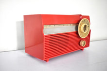 Load image into Gallery viewer, Flyer Red 1959 Philco Model F813-124 Vacuum Tube Radio Sounds Great Excellent Condition!
