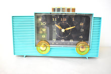 画像をギャラリービューアに読み込む, オーシャン ターコイズ 1959 フィルコ モデル H764-124 AM 真空管時計ラジオ完全レストア!