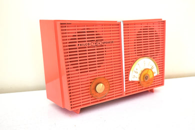 Bright Coral Pink 1959 Philco G826-124 AM  Vacuum Tube Radio Sounds Great! Excellent Retro 50s Looking Shape!