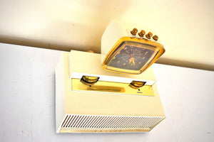 Aura White 1959 Philco Predicta Model H765-124 Vacuum Tube AM Clock Radio Awesome!