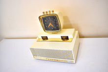 Load image into Gallery viewer, Aura White 1959 Philco Predicta Model H765-124 Vacuum Tube AM Clock Radio Awesome!