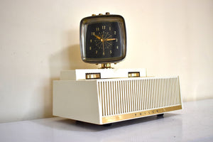 オーラ ホワイト 1959 Philco Predicta Model H765-124 真空管 AM クロック ラジオ 素晴らしい!