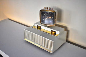Aura White 1958 Philco Predicta Model H765-124 Vacuum Tube AM Clock Radio Outta This World...and Beyond!