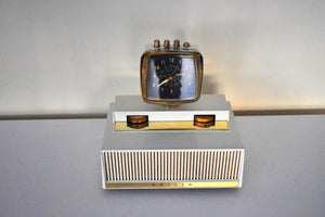 Aura White 1958 Philco Predicta Model H765-124 Vacuum Tube AM Clock Radio Outta This World...and Beyond!