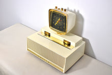 Load image into Gallery viewer, Aura White 1958 Philco Predicta Model H765-124 Vacuum Tube AM Clock Radio Awesome!