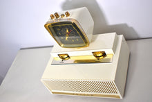 Load image into Gallery viewer, Aura White 1958 Philco Predicta Model H765-124 Vacuum Tube AM Clock Radio Awesome!