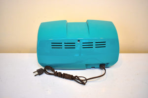 Turquoise Blue Wonder Mid Century 1959 Philips Model B2CIOU AM Vacuum Tube Radio Beautiful Design Sounds Wonderful!