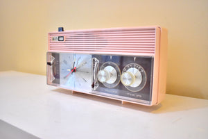 Rosata Pink and Brown Mid Century Retro Vintage 1964 Arvin Model 52R43 AM Vacuum Tube Clock Radio Rare!