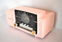 Load image into Gallery viewer, Princess Pink Mid Century 1959 General Electric Model C-416C Vacuum Tube AM Clock Radio Beauty Sounds Fantastic Excellent Condition!