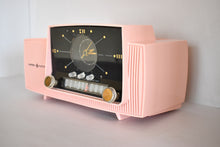 Load image into Gallery viewer, Princess Pink Mid Century 1959 General Electric Model C-416C Vacuum Tube AM Clock Radio Beauty Sounds Fantastic Excellent Condition!