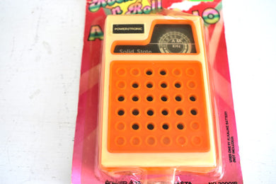 Tangerine Orange 1986 Powertronic Model 20001R Portable AM Transistor Radio Unopen Original Packaging!