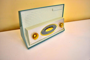 Monterey Blue Turquoise 1962 RCA Victor Model 1-RA-61 AM Vacuum Tube Radio Sleek! Excellent Condition! Sounds Great!