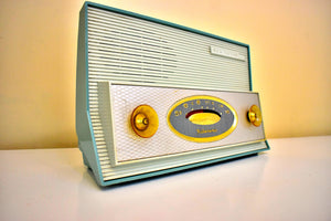 Monterey Blue Turquoise 1962 RCA Victor Model 1-RA-61 AM Vacuum Tube Radio Sleek! Excellent Condition! Sounds Great!