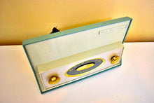 Load image into Gallery viewer, Monterey Blue Turquoise 1962 RCA Victor Model 1-RA-61 AM Vacuum Tube Radio Sleek! Excellent Condition! Sounds Great!