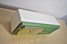 Load image into Gallery viewer, Peapod Green and White Retro Jetsons Vintage 1957 RCA Victor Model 1-C-3HE AM Vacuum Tube Radio Looks and Sounds Fantastic!