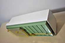 Load image into Gallery viewer, Peapod Green and White Retro Jetsons Vintage 1957 RCA Victor Model 1-C-3HE AM Vacuum Tube Radio Looks and Sounds Fantastic!
