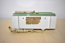 Load image into Gallery viewer, Peapod Green and White Retro Jetsons Vintage 1957 RCA Victor Model 1-C-3HE AM Vacuum Tube Radio Looks and Sounds Fantastic!
