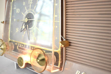 Load image into Gallery viewer, Beige Pink and White 1959 RCA Victor Model 1-C-5KE Vacuum Tube AM Clock Radio Beautiful Design and Sounds Fabulous!