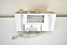 Load image into Gallery viewer, Beige Pink and White 1959 RCA Victor Model 1-C-5KE Vacuum Tube AM Clock Radio Beautiful Design and Sounds Fabulous!