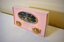 Load image into Gallery viewer, Blossom Pink Mid Century 1957 RCA Victor Model 1-CFE Vacuum Tube AM Radio Cool Model Rare Color!