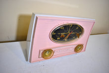 Load image into Gallery viewer, Blossom Pink Mid Century 1957 RCA Victor Model 1-CFE Vacuum Tube AM Radio Cool Model Rare Color!