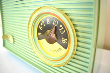 Load image into Gallery viewer, Bluetooth Ready To Go - Bungalow Green Blue Mid Century Vintage 1961 RCA Victor Model 1-RA-25 &quot;The Hardy&quot; Vacuum Tube Radio Sounds Great! Excellent Condition!