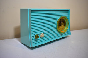 Bluetooth Ready To Go - Robin Egg 1961 RCA Victor Model 1-RA-25 'The Hardy' Vacuum Tube AM Radio Mid Century Sound Great! Awesome Color!