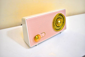 Bluetooth Ready To Go - Lace Pink and White 1961 RCA Victor Model 1-RA-43 AM Vacuum Tube Radio