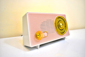 Bluetooth Ready To Go - Lace Pink and White 1961 RCA Victor Model 1-RA-43 AM Vacuum Tube Radio