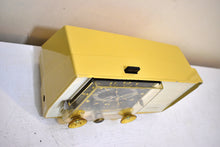 Load image into Gallery viewer, Honey Beige 1957 RCA Victor C-4EM Vacuum Tube AM Clock Radio Works Great! Looks So MCM!