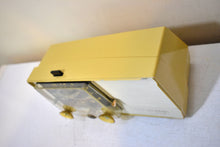 Load image into Gallery viewer, Honey Beige 1957 RCA Victor C-4EM Vacuum Tube AM Clock Radio Works Great! Looks So MCM!