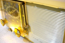 Load image into Gallery viewer, Honey Beige 1957 RCA Victor C-4EM Vacuum Tube AM Clock Radio Works Great! Looks So MCM!