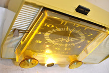 Load image into Gallery viewer, Honey Beige 1957 RCA Victor C-4EM Vacuum Tube AM Clock Radio Works Great! Looks So MCM!