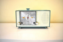 Load image into Gallery viewer, Mariner Blue and Ivory 1964 RCA Victor Model 4RD40 AM Vacuum Tube Alarm Clock Radio Looks Great! Excellent Condition!
