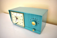Load image into Gallery viewer, Mediterranean Turquoise Vintage 1956 RCA Victor Model 6-C-5C Vacuum Tube AM Clock Radio So Sweet!