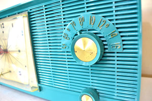 Bluetooth Ready To Go - Mediterranean Turquoise Vintage 1956 RCA Victor Model 6-C-5C Vacuum Tube AM Clock Radio So Sweet!