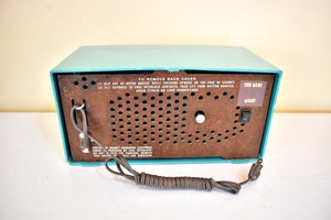 地中海ターコイズ ヴィンテージ 1956 RCA Victor Model 6-C-5C 真空管 AM クロック ラジオ とても素敵です。