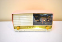 Load image into Gallery viewer, Powder Pink 1956 RCA Victor Model 8-C-7FE Vacuum Tube AM Clock Radio Excellent Condition Sounds Great!