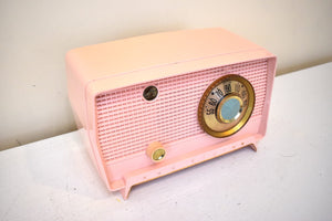 Peggy Pink 1956 RCA Victor Model 8-X-6F AM Vacuum Tube Radio Rare Color and Great Player!