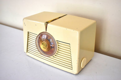 Bluetooth Ready To Go - Antigua Ivory 1949 RCA Victor Model 8X542 Vacuum Tube AM Radio Sounds Great! Simple Classy Design!