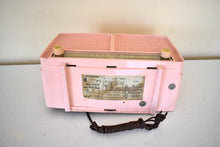 Load image into Gallery viewer, Sassy Pink 1957 RCA Victor Model 9-XL-1F Vacuum Tube Radio Dual Speaker Excellent Sound and Cigarette Lighter!